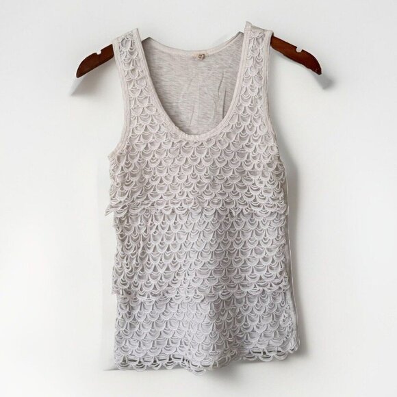 J CREW SCALLOPED LACE SHELL IVORY TIERED CAMISOLE TANK TOP Size XS - Picture 1 of 7